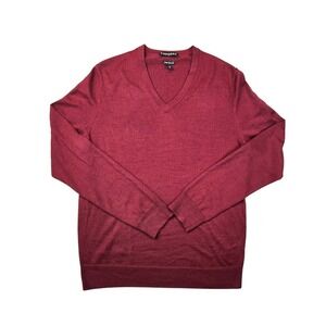 Express Burgundy V-Neck Sweater SZ M Wool Blend Long Sleeve Pullover Sweater A29